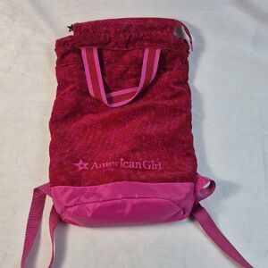 American Girl Backpack Doll Carrier Red Corduroy Pink Stars 2014 Back Pack